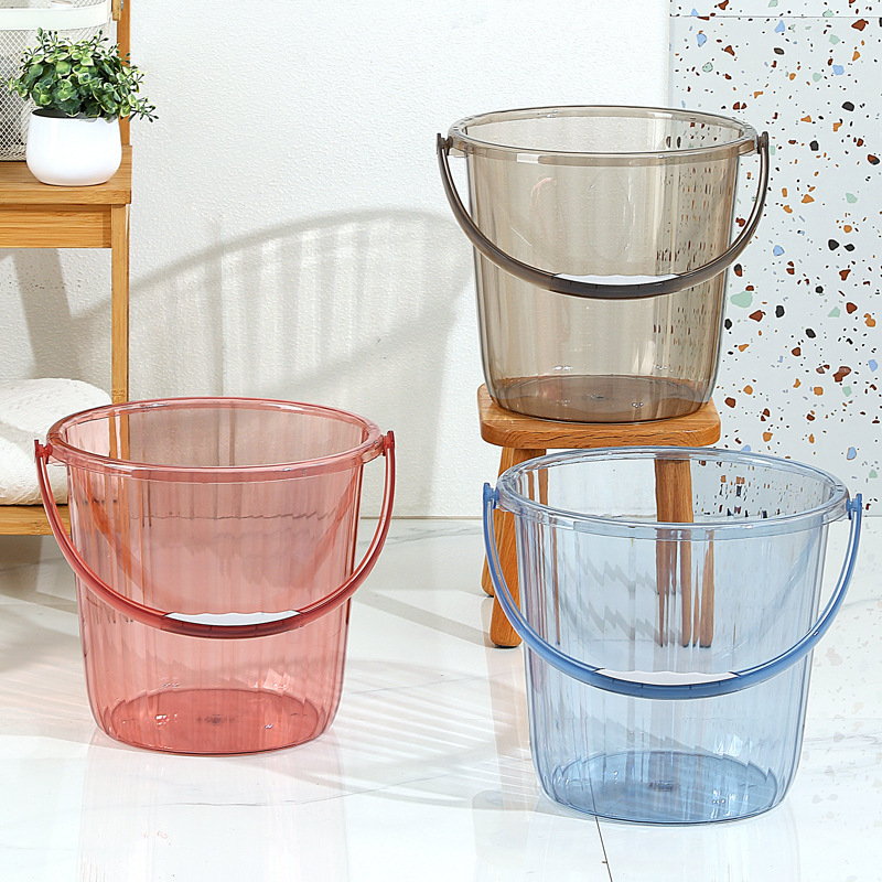 Studentų bendrabučio plastikinis kibiras, pagilintas, sutirštintas, didelis nešiojamas kibiras, buitinis PET skaidrus skalbinių kibiras, didmeninė prekyba, nėra