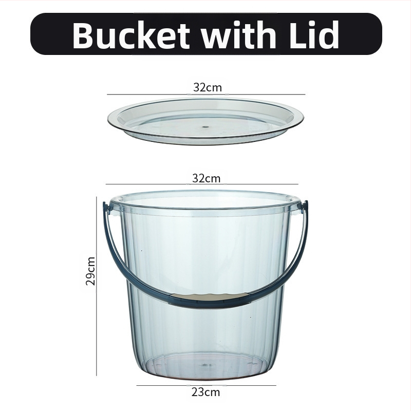 Studentų bendrabučio plastikinis kibiras, pagilintas, sutirštintas, didelis nešiojamas kibiras, buitinis PET skaidrus skalbinių kibiras, didmeninė prekyba, nėra