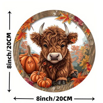 Трансгранични експлозии Декорация за дома Денят на благодарността Хайленд Едър Тиква Дървено кръгло лого Креативна декоративна марка