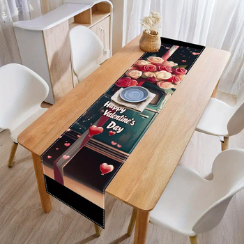 Tarpvalstybiniai sprogimai Valentino dienos stalo vėliava Meilės gėlė Dekoratyvinė staltiesė Šeimos susibūrimas Dekoratyvinė restorano audinio didmeninė prekyba