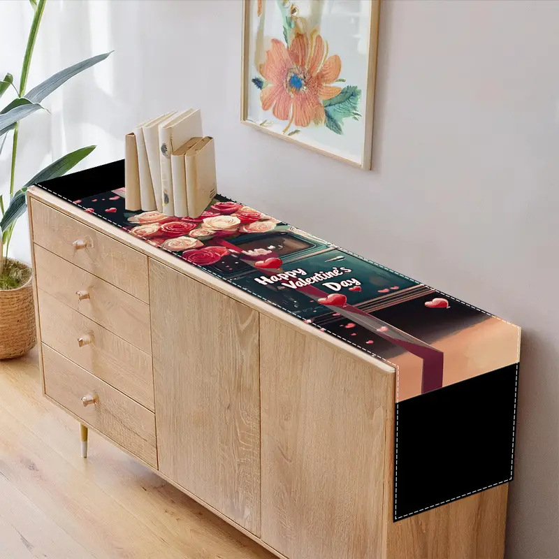 Tarpvalstybiniai sprogimai Valentino dienos stalo vėliava Meilės gėlė Dekoratyvinė staltiesė Šeimos susibūrimas Dekoratyvinė restorano audinio didmeninė prekyba