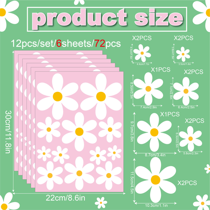 Piiriülesed valge karikakra lille aknakleebised kevadiseks koduks elutoa klaasist aknakleebisteks uksekaunistus veekindlad elektrostaatilised klaasist kleebised