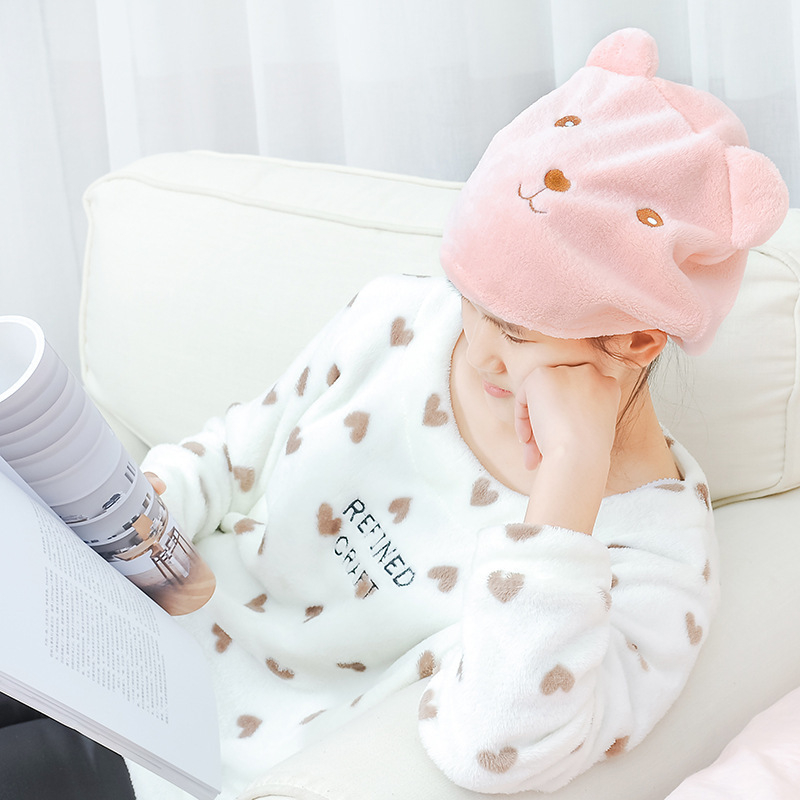 Gyvūnų studentų plaukų džiovinimo kepuraitė, greitai džiūstanti turbano formos moteriška miela vaikų plaukų džiovinimo kepuraitė, sustorinta sugerianti dušo kepuraitė