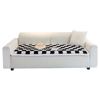 Удебелена възглавница за диван с пара, зимна плюшена неплъзгаща се кожена възглавница за диван с прав ред, семпла модерна карирана възглавница, износ