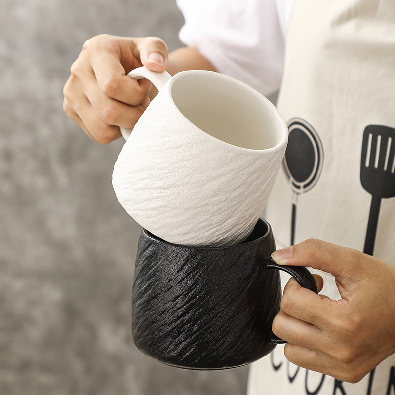 Проста керамична чаша за вода, чаша за закуска, кафе, мляко, чаша с голям капацитет, висококачествена чаша за момичета в общежитието