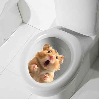 Νέα ACC34017 χαριτωμένα αυτοκόλλητα τουαλέτας χάμστερ μπάνιου αυτοκόλλητα διακόσμησης σπιτιού μπάνιου αδιάβροχα αυτοκόλλητα