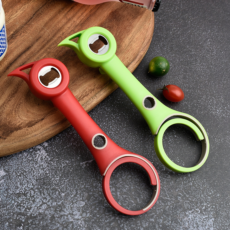 Didmeninė prekyba plastikiniais keturių viename butelių atidarytuvais, kūrybingais pasukamais dangteliais, atvirais alaus skardinėmis, buitiniais daugiafunkciniais butelių atidarytuvais