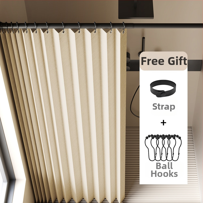 Összecsukható zuhanyfüggöny fürdőszobai vízálló, penészálló, nedves és száraz elválasztó függöny fürdőszobai függöny szövet függöny, csúcskategóriás zuhanyfüggöny
