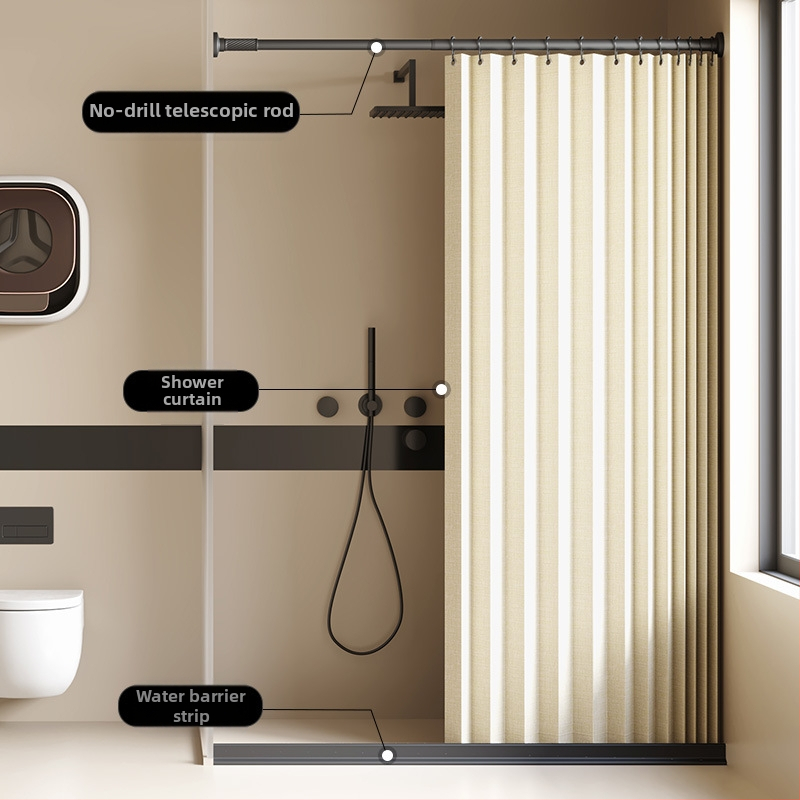Összecsukható zuhanyfüggöny fürdőszobai vízálló, penészálló, nedves és száraz elválasztó függöny fürdőszobai függöny szövet függöny, csúcskategóriás zuhanyfüggöny
