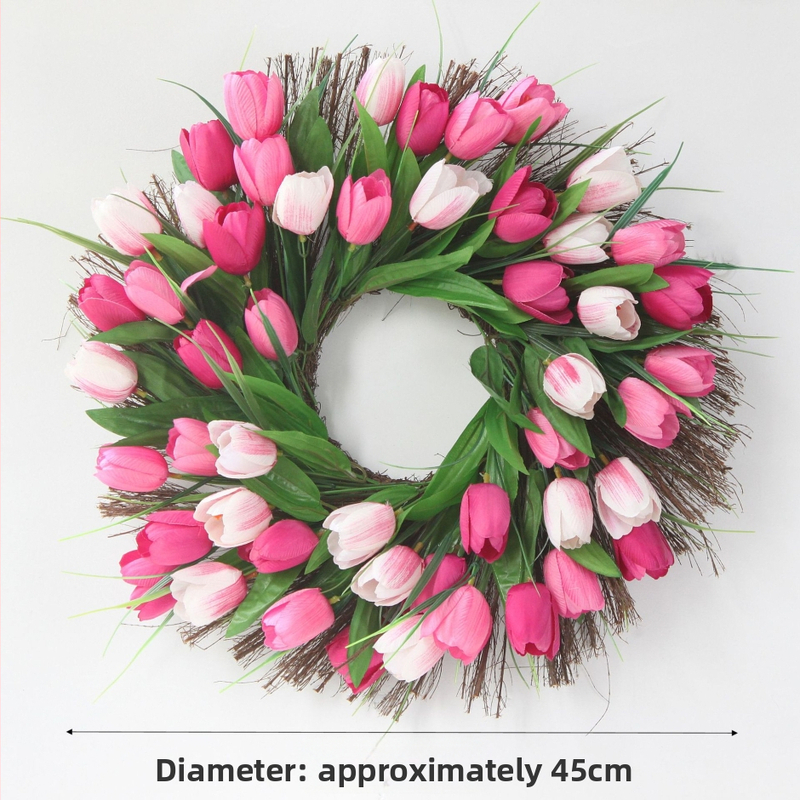 Amazon népszerű 45CM tavaszi szimuláció tulipán girland ajtógyűrű dekoratív virág selyemvirág faldekoráció ajtógyűrű nagykereskedelemben