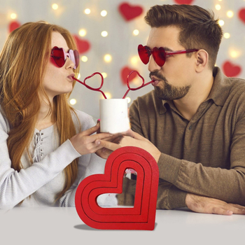 Трансгранични орнаменти за любовна украса за Свети Валентин, червени слоеве, декорация за настолни компютри във формата на сърце, моделиращи орнаменти за двойка и сватба