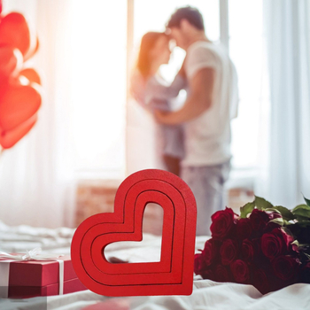 Трансгранични орнаменти за любовна украса за Свети Валентин, червени слоеве, декорация за настолни компютри във формата на сърце, моделиращи орнаменти за двойка и сватба