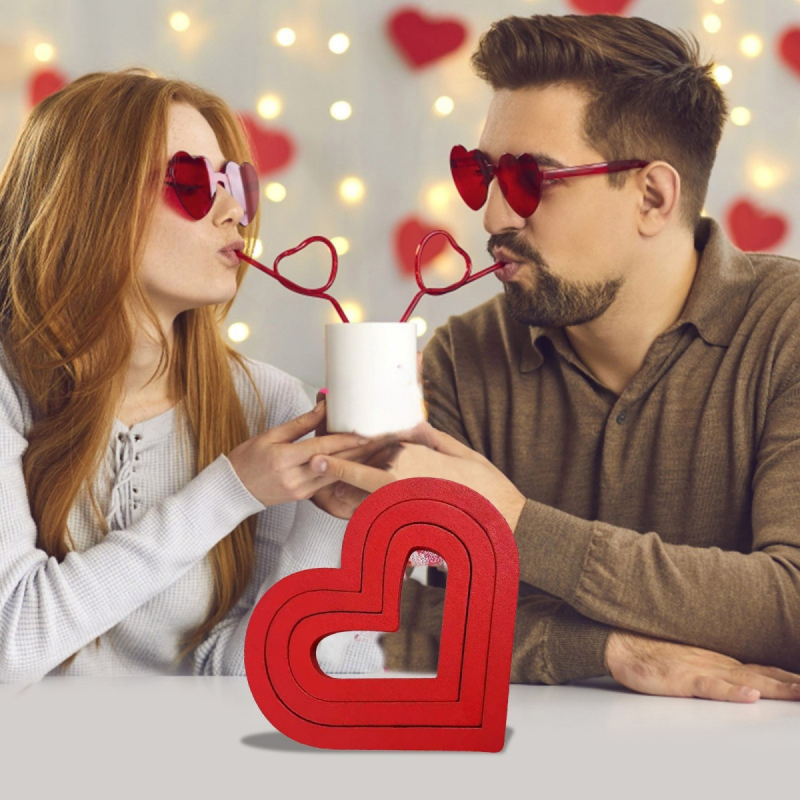 Ornamente decor de dragoste transfrontaliere de Ziua Îndrăgostiților, straturi roșii, în formă de inimă, decorațiuni de birou, modelare, ornamente de nuntă pentru cupluri