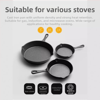 Maža ketaus keptuvė, Rankų darbo sutirštinta vok keptuvė, Keptuvė, Mini omleto keptuvė, Keptuvė be nelimpančios dangos, Indukcinė viryklė