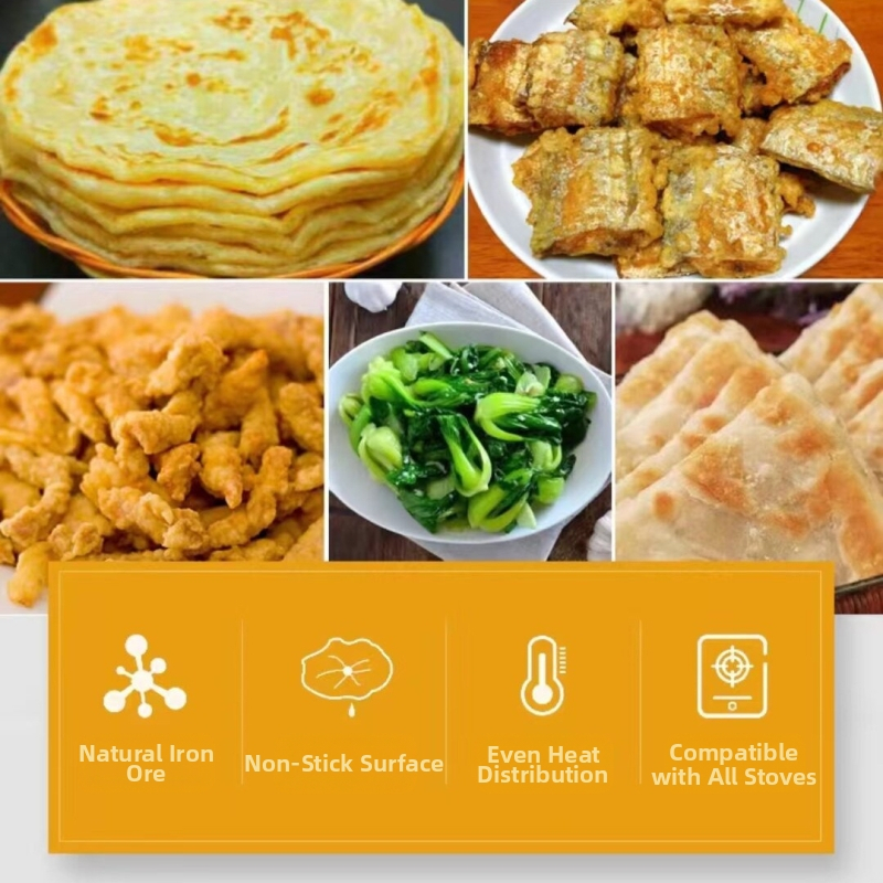 Malá liatinová panvica, ručne vyrobený zahustený wok, panvica, mini panvica na omeletu, panvica s nepriľnavým povrchom, indukčný varič