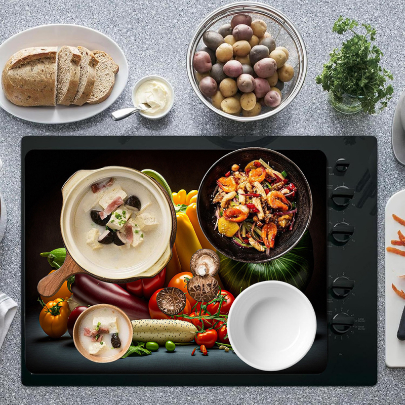 Naujas vaisių ir daržovių spausdinimo dulkių nepraleidžiantis kilimėlis, buitinės viryklės viršus, atsparus purvui, dekoratyvinis kilimėlis, sugeriantis, neslystantis kilimėlis, daugiafunkcis dangtelis