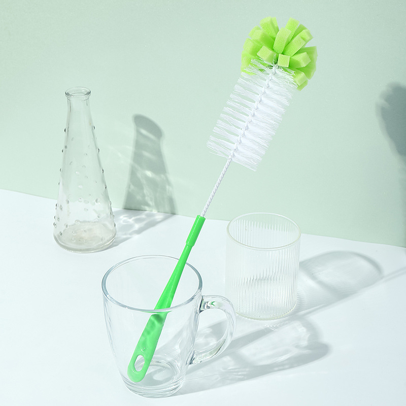 10 juanių parduotuvės polipropileno valymo šepetys, kurį galima pakabinti su kempine, puodelio šepetys ilga rankena puodų šepetys kasdieniams poreikiams didmeninės prekybos valymo šepetys