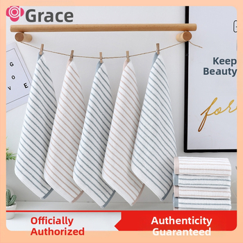 ✅ Πετσέτα από καθαρό βαμβάκι, μικρή τετράγωνη πετσέτα για παιδιά, μικρή πετσέτα, μαλακή, λεπτή, ρίγα, ισχυρή, απορροφητική, 6449, επίπεδη