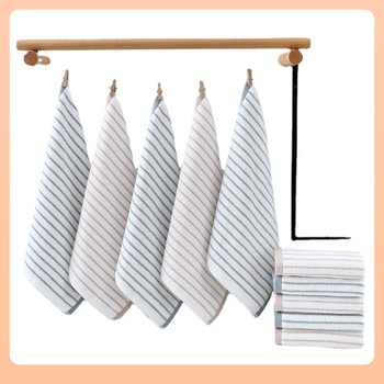 ✅ Πετσέτα από καθαρό βαμβάκι, μικρή τετράγωνη πετσέτα για παιδιά, μικρή πετσέτα, μαλακή, λεπτή, ρίγα, ισχυρή, απορροφητική, 6449, επίπεδη