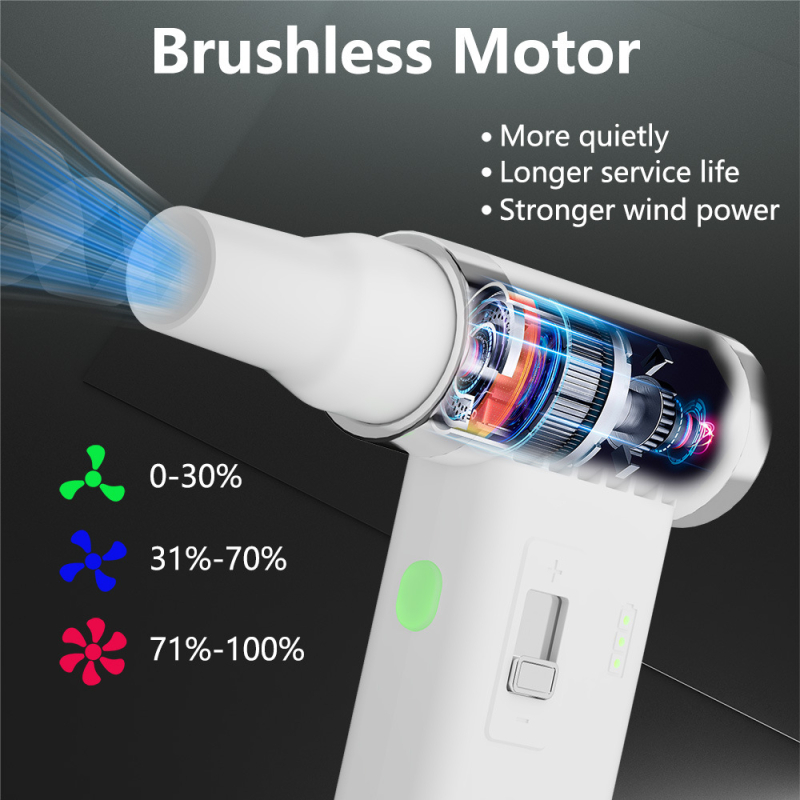 Vägivaldne puhumine Kiire vägivaldne föön Pesemine ja puhumine Integreeritud tolmu eemaldamine USB Mugav föön Kaasaskantav Vaikne Juhtmevaba