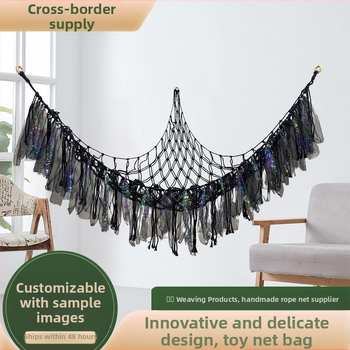 Αιώρα παιχνιδιού τσέπη με δίχτυ Χειροποίητη τσέπη με δίχτυ Λούτρινο παιχνίδι Γωνιακή αποθήκευση Τσέπη τοίχου με φούντα Διακοσμητική τσέπη με δίχτυ