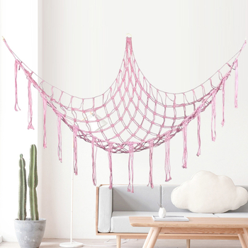 Αιώρα παιχνιδιού τσέπη με δίχτυ Χειροποίητη τσέπη με δίχτυ Λούτρινο παιχνίδι Γωνιακή αποθήκευση Τσέπη τοίχου με φούντα Διακοσμητική τσέπη με δίχτυ