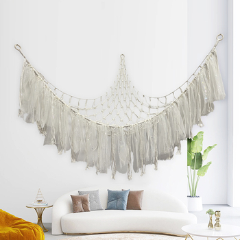 Αιώρα παιχνιδιού τσέπη με δίχτυ Χειροποίητη τσέπη με δίχτυ Λούτρινο παιχνίδι Γωνιακή αποθήκευση Τσέπη τοίχου με φούντα Διακοσμητική τσέπη με δίχτυ