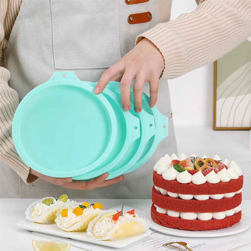 Silikoninė torto forma 4/6.0/8 colių putėsių vaivorykštės šifono buitinė, aukštai temperatūrai atspari, pjaustymo nereikalaujanti sluoksniuota kepimo skarda