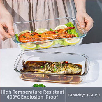 Ristkülikukujuline kõrge boorsilikaadiga klaasist küpsetuspann kalataldrik majapidamisliha aurutatud kaaviar kõrge temperatuurikindel mikrolaineahi spetsiaalne küpsetamine