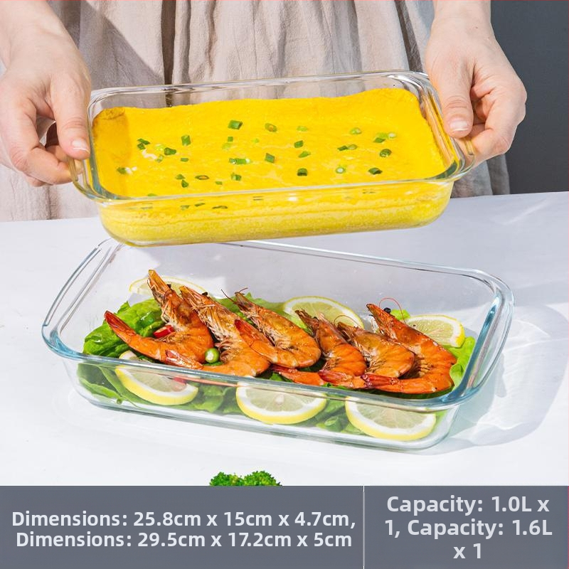 Ristkülikukujuline kõrge boorsilikaadiga klaasist küpsetuspann kalataldrik majapidamisliha aurutatud kaaviar kõrge temperatuurikindel mikrolaineahi spetsiaalne küpsetamine