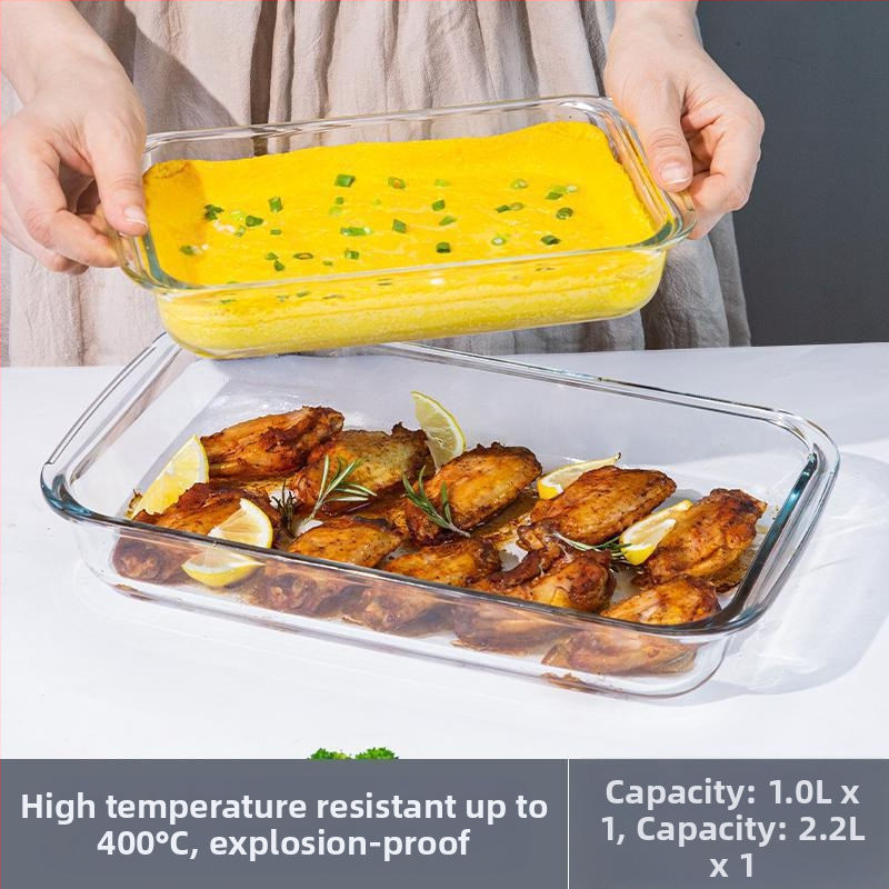 Ristkülikukujuline kõrge boorsilikaadiga klaasist küpsetuspann kalataldrik majapidamisliha aurutatud kaaviar kõrge temperatuurikindel mikrolaineahi spetsiaalne küpsetamine