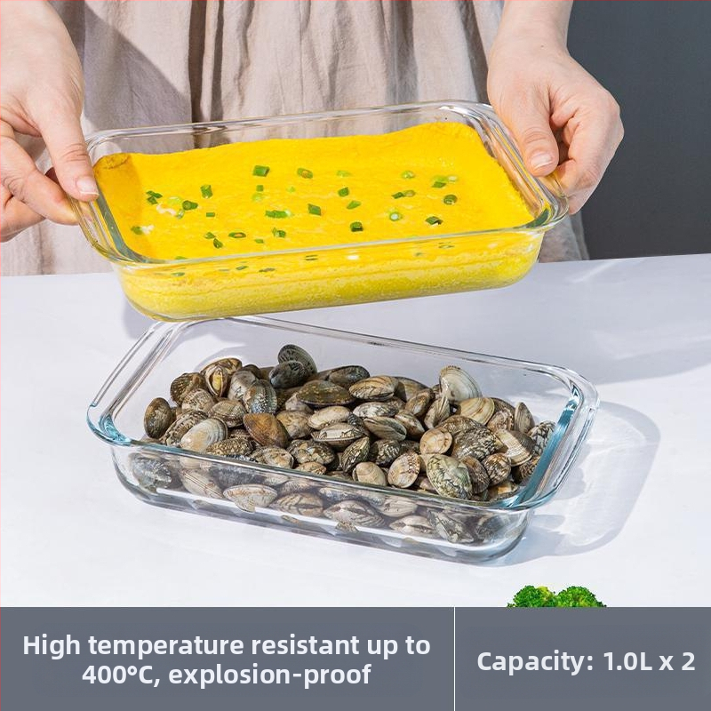 Ristkülikukujuline kõrge boorsilikaadiga klaasist küpsetuspann kalataldrik majapidamisliha aurutatud kaaviar kõrge temperatuurikindel mikrolaineahi spetsiaalne küpsetamine