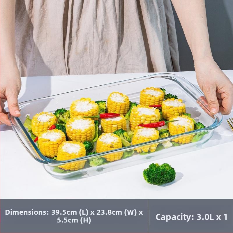 Ristkülikukujuline kõrge boorsilikaadiga klaasist küpsetuspann kalataldrik majapidamisliha aurutatud kaaviar kõrge temperatuurikindel mikrolaineahi spetsiaalne küpsetamine