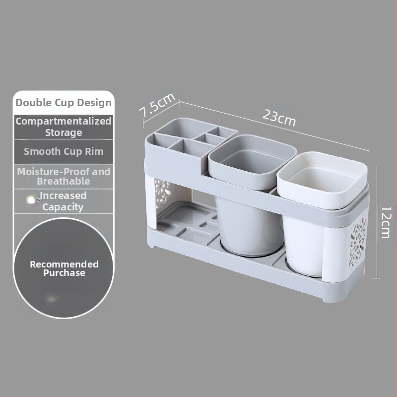 Prausimosi puodelio dantų šepetėlių laikiklio rinkinys, kūrybinga šeima, pora, namai, dantų šepetėlių laikiklis su dviem puodeliais, tualetas, vonios kambarys, burnos skalavimo puodelis