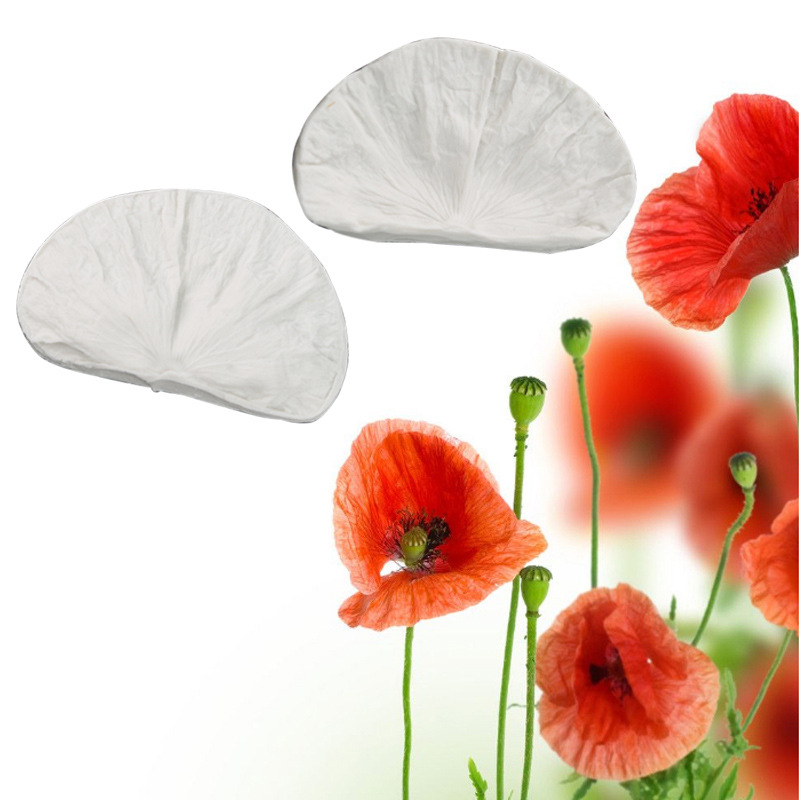 Aguonos žiedlapio dvipusė rašto forma žiedlapio spaustuko forma sulankstoma cukraus silikoninė forma „pasidaryk pats“ šokoladinio pyrago pakuotė