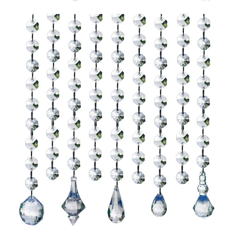 Vestuvių karoliukų grandinėlė, švino krištolo karoliukų virvelė, vestuvių scena, scenos lubų dekoracija, akrilo krištolo aštuonkampė karoliukų užuolaida