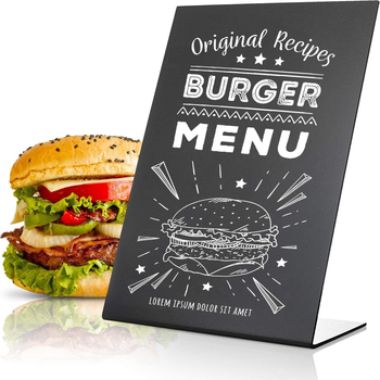 Tarpvalstybinis karšto išpardavimo L formos mini darbalaukio juodos lentos logotipas, rašomas mažos lentos restorano meniu rodymui