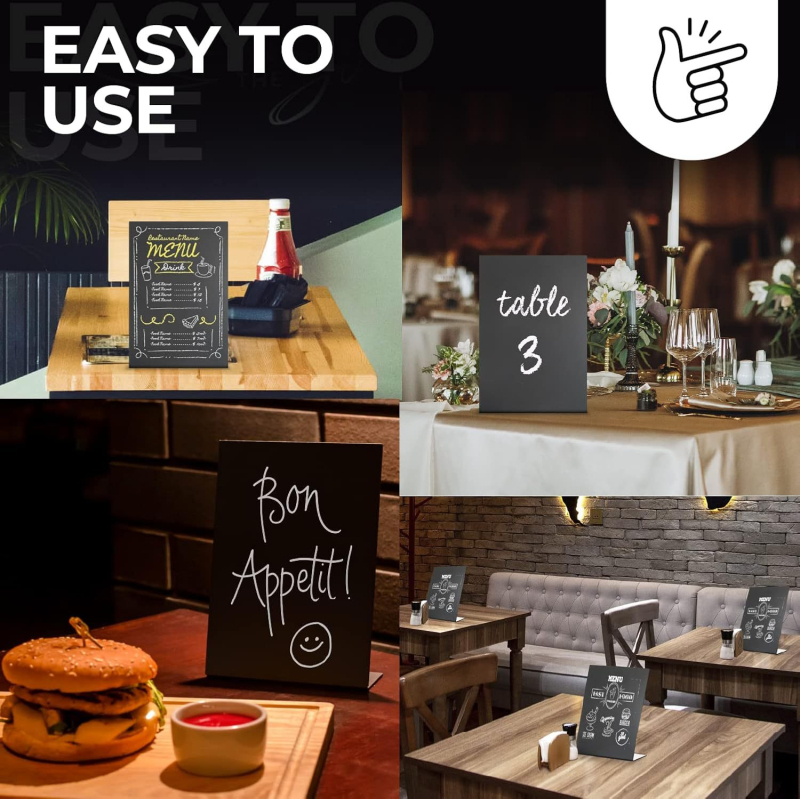 Tarpvalstybinis karšto išpardavimo L formos mini darbalaukio juodos lentos logotipas, rašomas mažos lentos restorano meniu rodymui