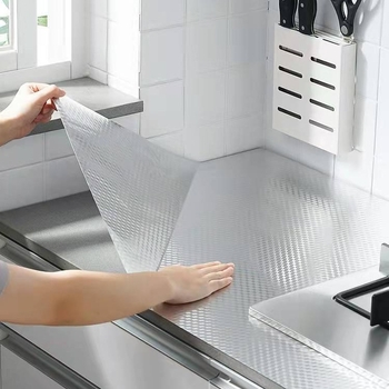 Αυτοκόλλητα κουζίνας από αλουμινόχαρτο, ανθεκτικά στο λάδι, αδιάβροχα, πυρίμαχα, ανθεκτικά σε υψηλή θερμοκρασία, αυτοκόλλητα τοίχου από αλουμινόχαρτο, ανθεκτικά στην υγρασία