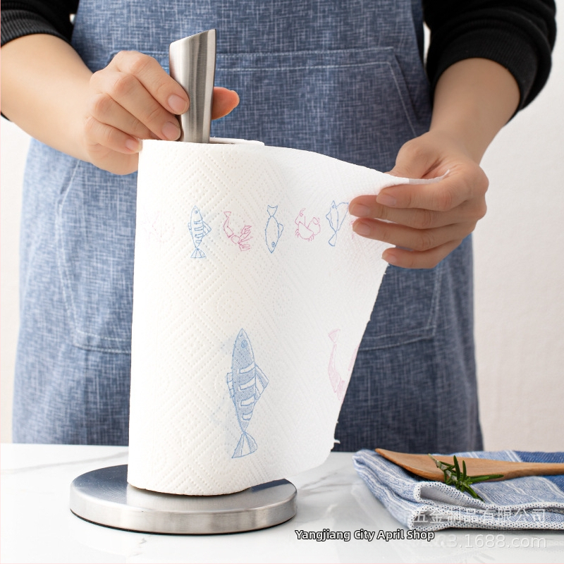 Държач за кухненски ролки от неръждаема стомана, вертикален държач за кухненска хартия, държач за ролки хартия, държач за стреч фолио, стойка за съхранение на кухненска хартия, многофункционален