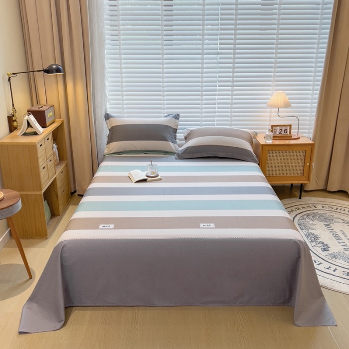 2024 m. nauja medvilnės spausdintų languotų viengubo gaminio patalynė