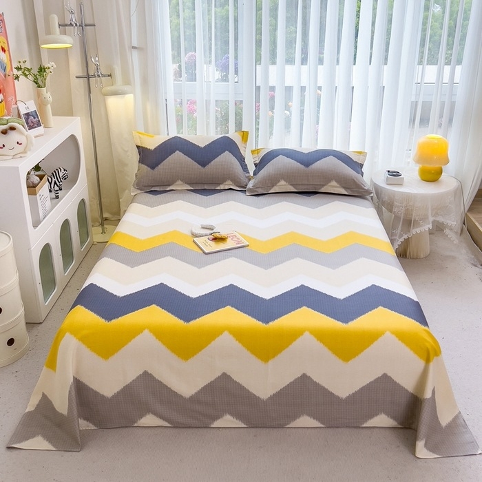 2024 m. nauja medvilnės spausdintų languotų viengubo gaminio patalynė