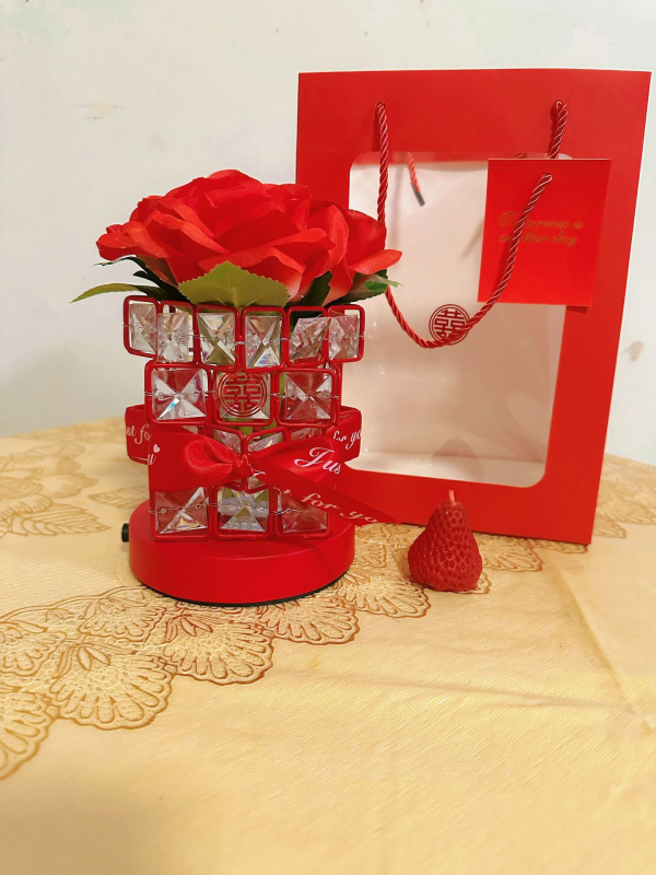 „Rose Cube“ atmosferos stalo lempa, naktinė lemputė mergaitėms, draugėms, gimtadienio Valentino dienos dovana, pažangi dekoracija