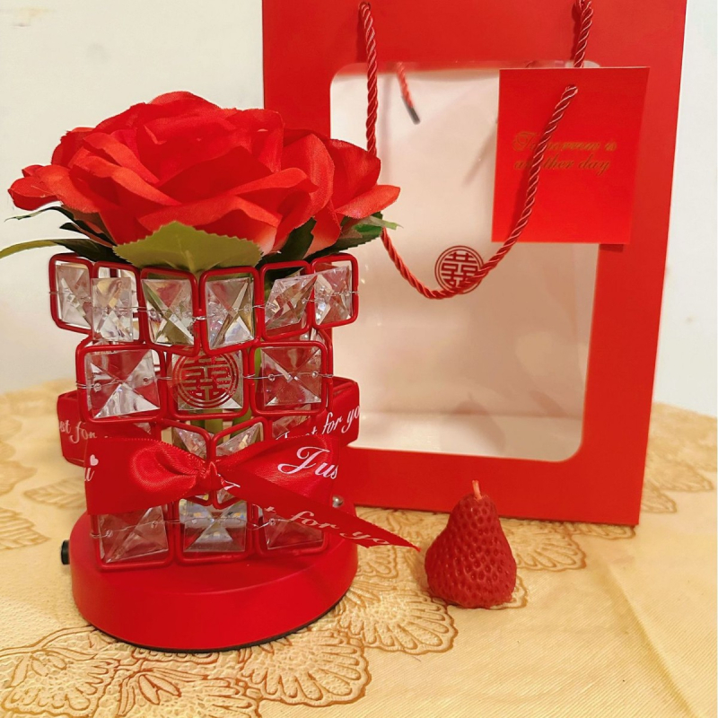 „Rose Cube“ atmosferos stalo lempa, naktinė lemputė mergaitėms, draugėms, gimtadienio Valentino dienos dovana, pažangi dekoracija