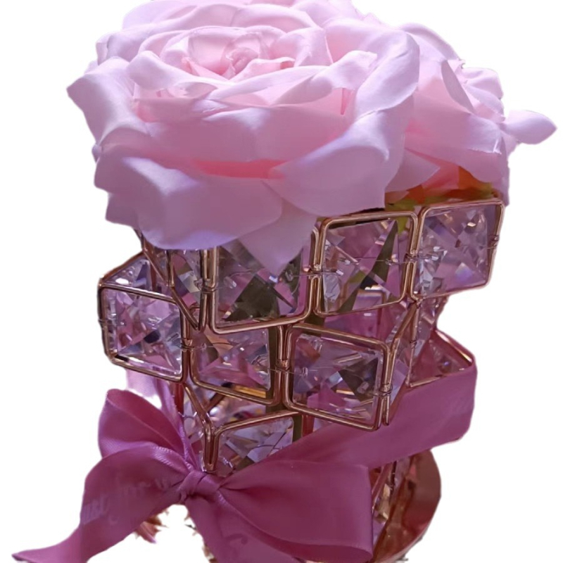 „Rose Cube“ atmosferos stalo lempa, naktinė lemputė mergaitėms, draugėms, gimtadienio Valentino dienos dovana, pažangi dekoracija