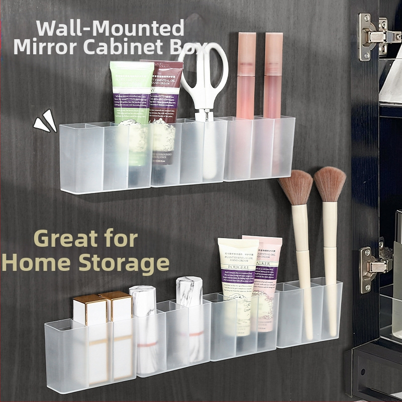 Sienas režģa kaste, matēta, bez perforatora uzglabāšanas kaste, maza uzacu klipša, šķēru, uzacu zīmuļa otiņas, lūpu krāsas uzglabāšanas plaukts