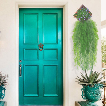 Tvornička simulacija mjesta ukras od ratana s 3 vilice, borove iglice, zidni viseći ukras za vjenčanje, zidni viseći ukras za dom, penjanje, vinska loza, zelene biljke