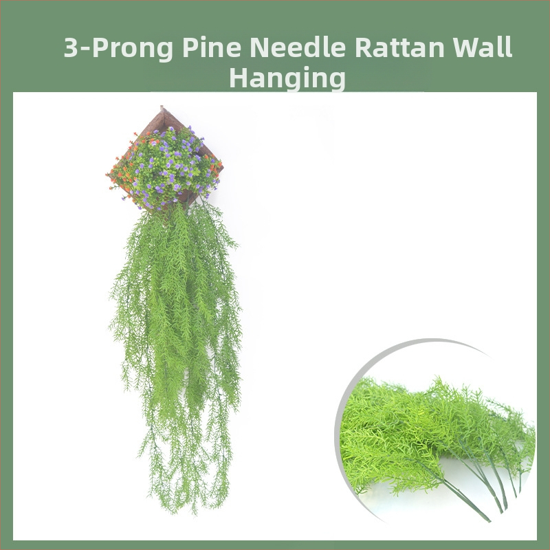 Tvornička simulacija mjesta ukras od ratana s 3 vilice, borove iglice, zidni viseći ukras za vjenčanje, zidni viseći ukras za dom, penjanje, vinska loza, zelene biljke