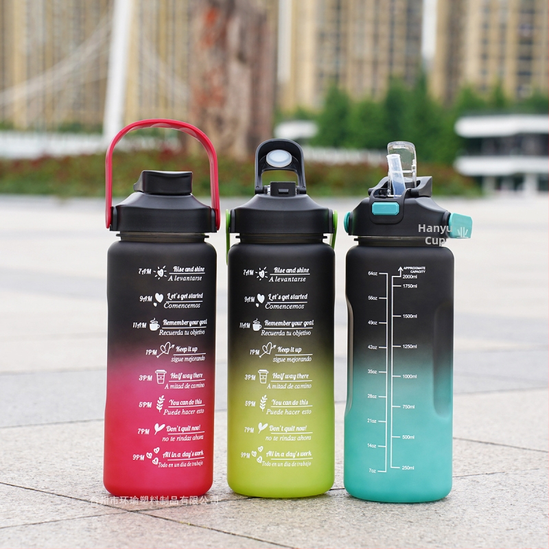 Три комплекта чаши за вода, чаша с голям капацитет, чаша със сламка, градиент, матирано спортно пластмасово шише за вода, бутилки за вода