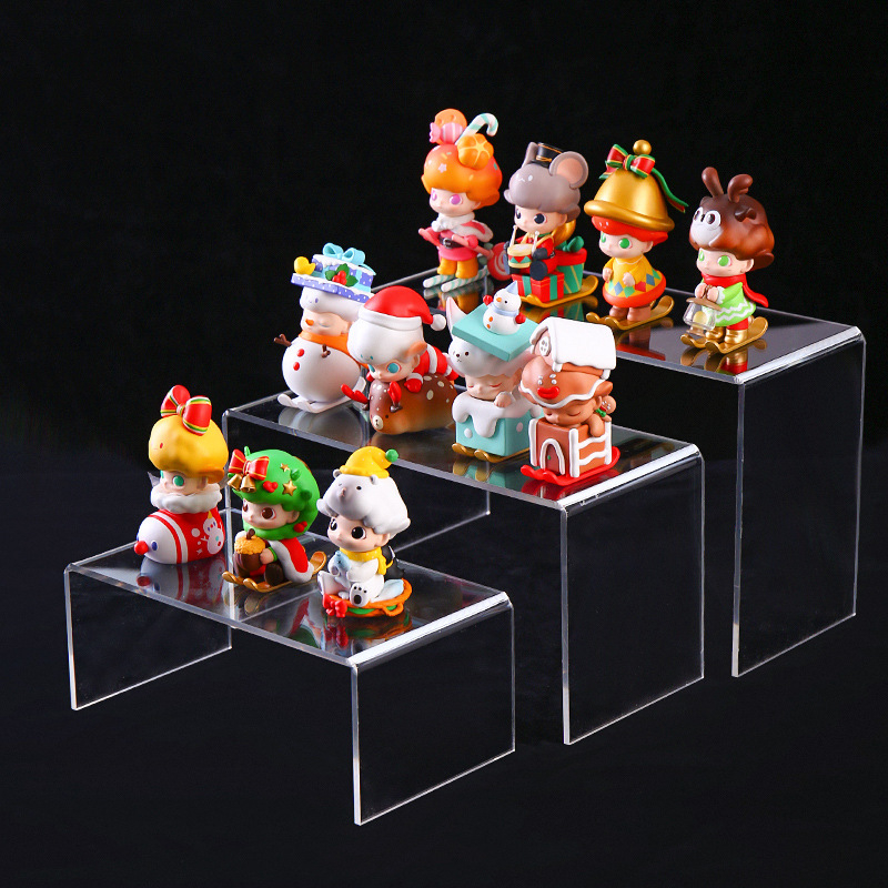 Akrilo stovas, permatomas batų stovas, aklųjų dėžutė, „Bubble Mart“, lėlių figūrėlių laikymo stovas, U formos organizatorius. Montuoti nereikia.